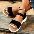 thumbnail image 2 of Rokment Orthopedic Wedge Dressy Sandals for Women Ladies 2026 Summer Comfortable Fashionable Leather Memory Foam Flat Open Toe Ankle Strap Casual Walking Dress Sandal Black Size 9.5, 2 of 5
