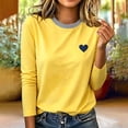 thumbnail image 5 of Zormilly Long Sleeve Shirts for Women Striped Crew Neck Casual Plus Size Blouses Heart Printed Fashion Loose Fall Outfits, S-5XL, 5 of 6