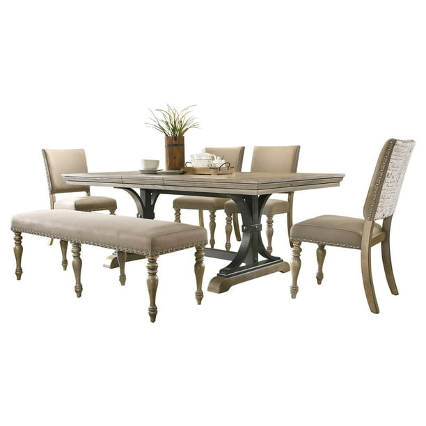Nail Head Bench Dining Set, Nailhead Dining Chairs And Table
