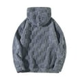 thumbnail image 6 of Momasggi Mens Fuzzy Sherpa Hoodie Plaid Jacquard Long Sleeve Pullover Sweatshirts Fall Winter Warm Fleece Hooded Sweatshirt Gray 2XL, 6 of 8
