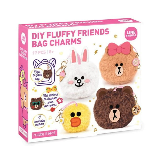 Make It Real MIR4603 Line Friends Fluffy Friends Bag Charms