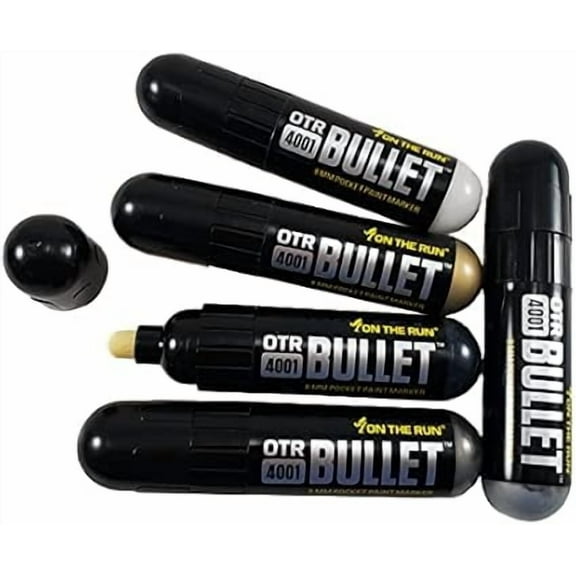 On The Run .4001 Bullet Super Permanent Paint Marker Set of 5, Metallic Colors