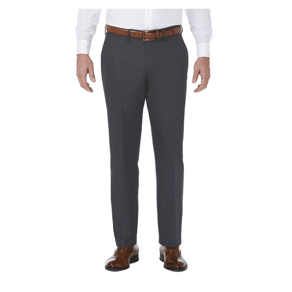 Haggar Men's Straight Fit Flat front Premium Stretch Suit Separate Pant 38x30/Dark Gray Heather