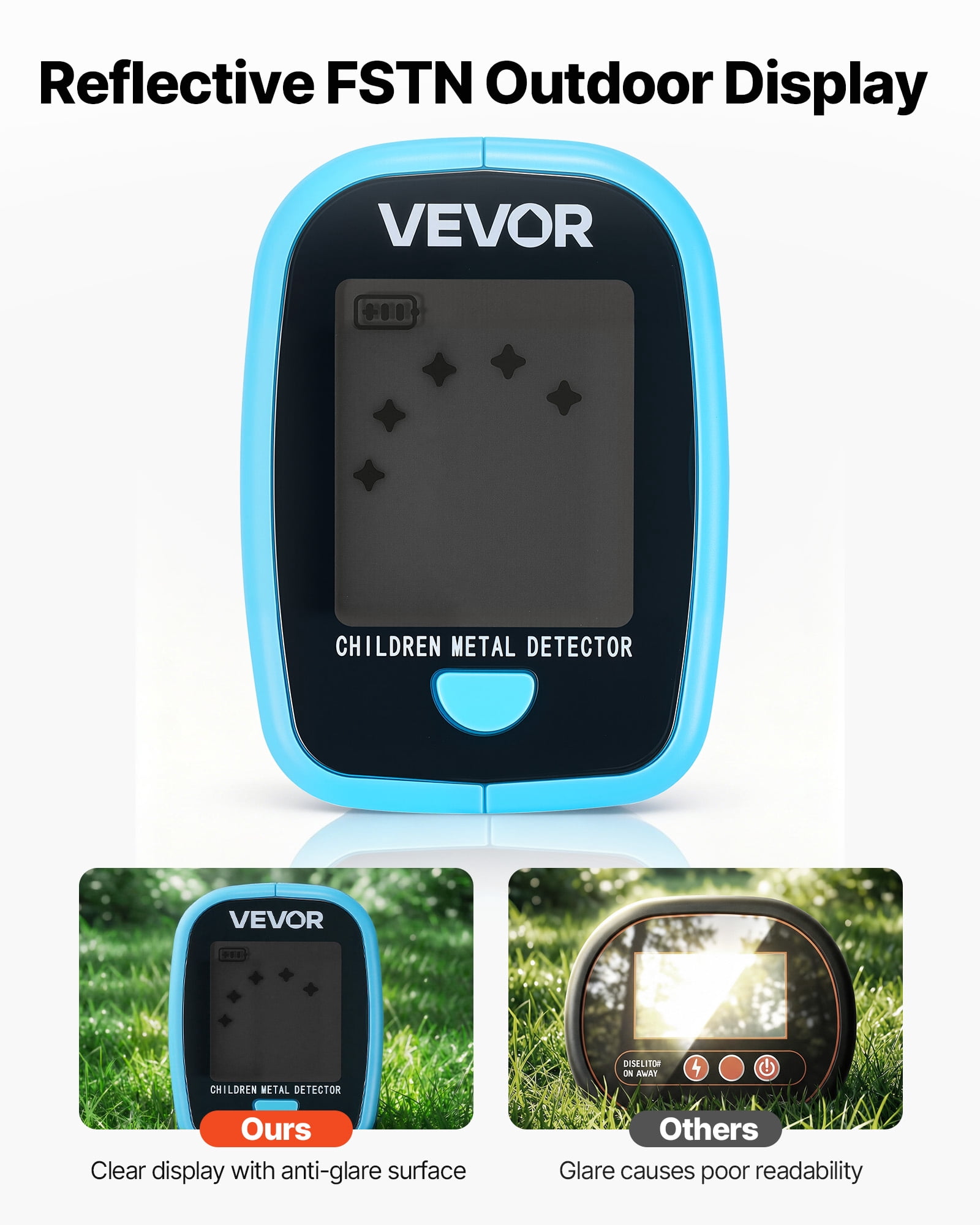 VEVOR Metal Detector, 4", Lightweight Metal Detector with LCD Display, 6" IP68 Waterproof Search Coil, Adjustable 25.6"-36.6" High Accuracy Gold Detector, Easy to Use, for Detecting Gold Exploration