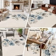 thumbnail image 5 of Blue Grey Floral Area Rugs 5'x7', Washable Small Throw Rugs for Laundry Room Playroom, Watercolor Flowers Linen Texture Indoor Outdoor Rug Non-Slip Low Pile Carpet Runner Reversible Floor Mats, 5 of 8