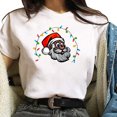 thumbnail image 2 of Camiseta informal con estampado de árbol de Navidad de manga corta y cuello redondo para mujer Pompotops  hfajkhk124557, 2 of 8