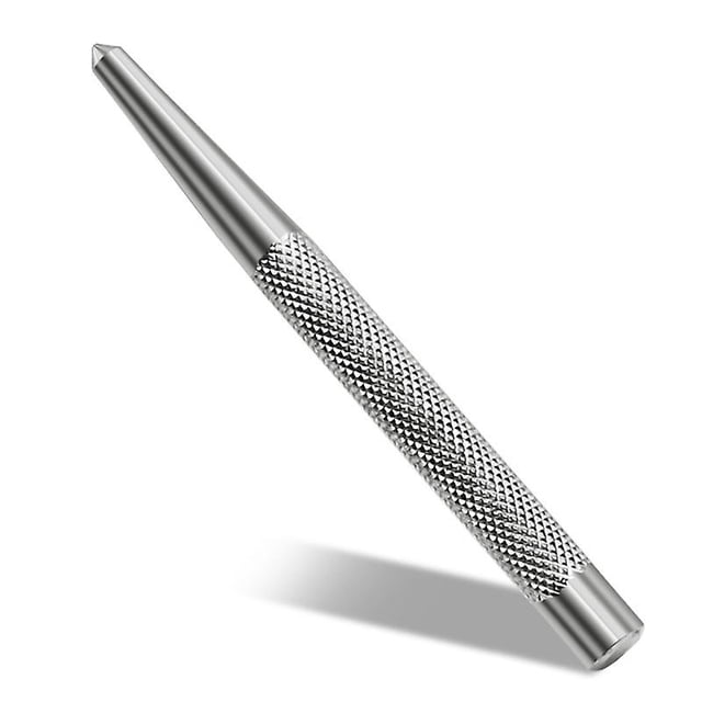 Punzón de metal de precisión - Cuerpo moleteado de acero al cromo vanadio forjado - Acabado chapado en zinc - Herramientas duraderas y robustas, plata Banban LingWen 8390612767821