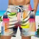 thumbnail image 2 of Pantalones cortos para hombre, pantalones cortos de baño, bañadores, cordón, rayas, gráficos geométricos, secado rápido, pantalones cortos, informales, vacaciones, hawaianos, microelásticos, 2 of 4