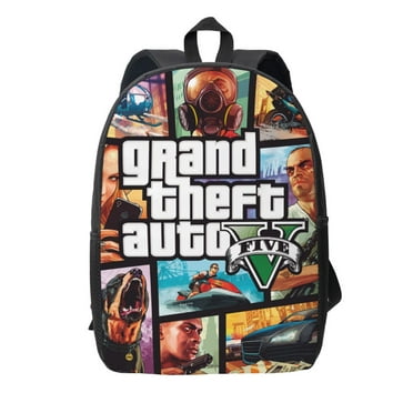 Grand Theft Auto Backpack, Large Capacity 17 Inch Laptop Backpack, Durable Casual Daypack, Water Resistant, 17.3x12.2x5.5 Inch