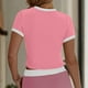 thumbnail image 5 of Tops casuales para mujer,Blusa de poliéster para mujer, color liso, cuello redondo, manga corta, corte ajustado, informal, ligera, suave y cómoda, para uso diario en casa, sopatenor, 5 of 9