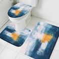 thumbnail image 3 of Navy Blue Yellow Bath Mat 3 Piece Bathroom Rug Set, Modern Oil Painting Art Abstract Non Slip Bath Rug Contour Mat and Toilet Lid Cover, Absorbent Shower Mats Soft Bath Rugs and Mats Sets, 3 of 8