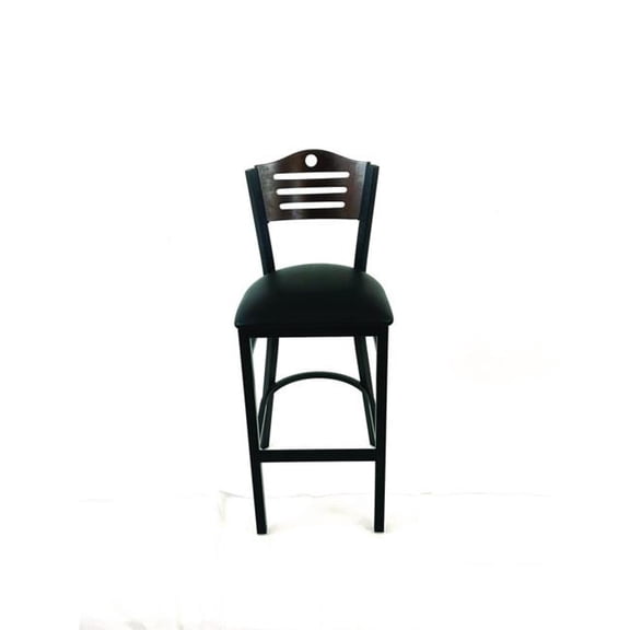 JMC Furniture JMCEBBVBLKC Eagle Series Barstool, Supports Up to 300 lbs, 28.5 in. Seat Height, Black Seat, Dark Walnut Back, Black Base