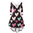 thumbnail image 2 of Valentine Dresses for Women Long Sleeve Casual V Neck Dress Love Heart Loose Oversized Dresses Black 2XL, 2 of 5