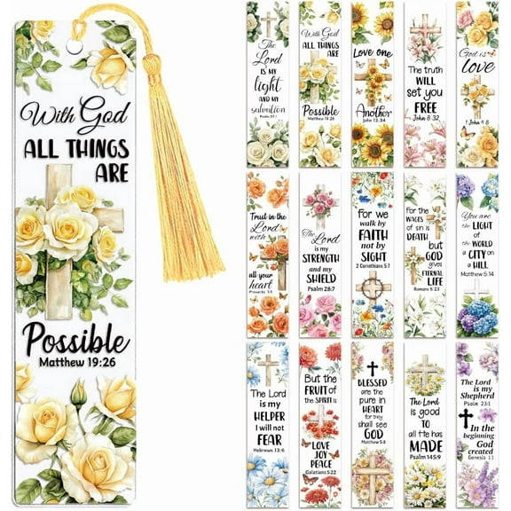 30pcs UV DTF Bookmarks Wraps Transfer Stickers Bible and Flowers for Women Men Reading Waterproof Bookmarkers Decal(No Blank Bookmarks) for Acrylic Plastic Metal Blank Bookmark Plastic