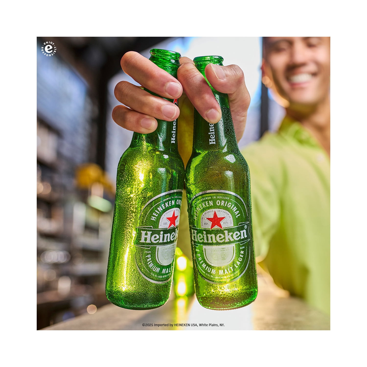 Heineken Original Netherlands Lager Import Beer, 24 Pack, 12 fl oz Bottles, 5% ABV