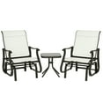 thumbnail image 2 of Outsunny 3-Piece Outdoor Gliders Set Bistro Set with Steel Frame, Tempered Glass Top Table for Patio, Garden, Backyard, Lawn, Cream White, 2 of 9