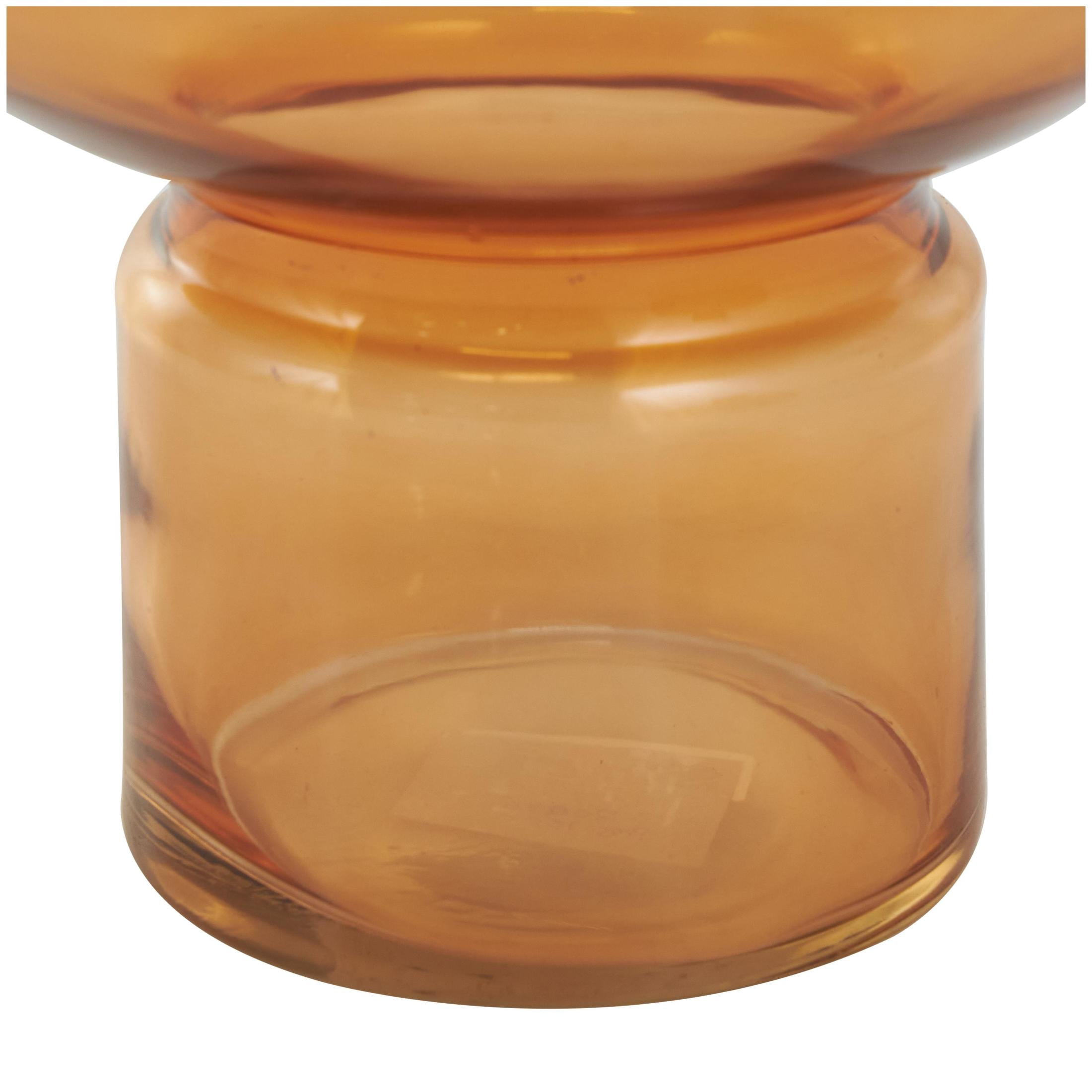 DecMode 12", 10", 7"H Round Orange Glass Vase with Varying Shapes and Sizes, Set of 3