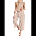 thumbnail image 1 of Conjunto de Dos Piezas de Verano para Mujer: Top Corto Básico Sin Mangas con Cuello Redondo y Pantalones Anchos con Bolsillos Albaricoque XXL, 1 of 6