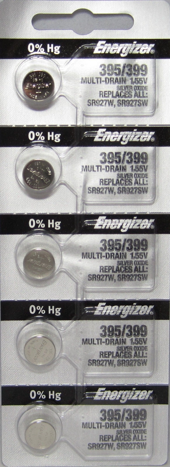 2 Energizer #395/399 SR927W SR927SW 0% Mercury Free 1.5V Silver Oxide Battery 