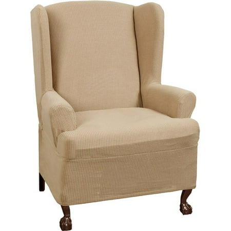 Maytex Stretch Reeves 1 Piece Wing Chair Furniture Cover Slipcover
