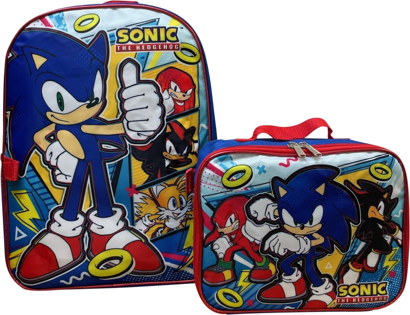 Ruz Sonic The Hedgehog 16 Inch Backpack With Detachable Matching Lunch Box Sonic II