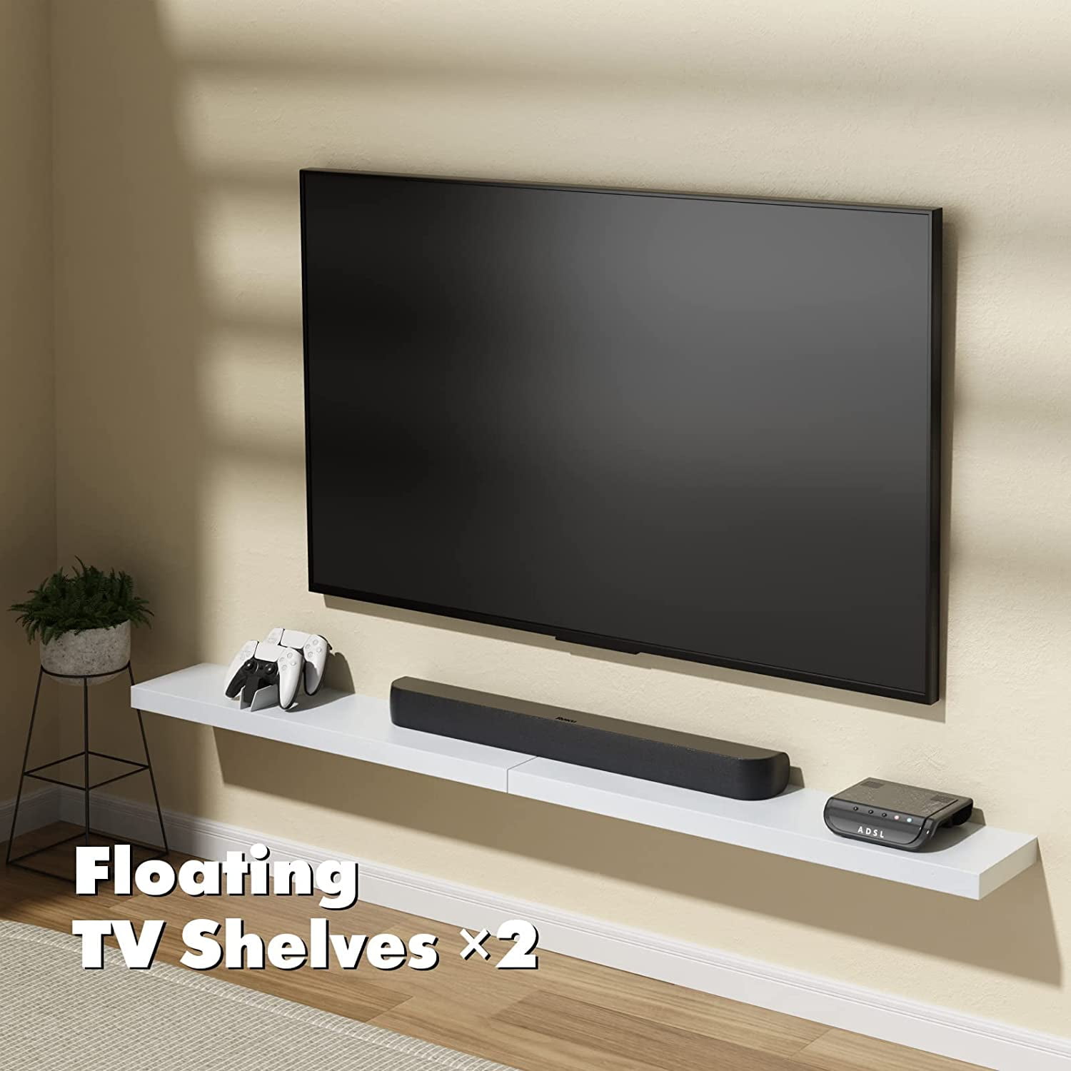 Ophanie 22.5 inch Wood Floating Shelves Wall Mounted Shelves, 6.7 x 23 Inch, White, Set of 2