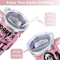 thumbnail image 5 of 40oz Halloween Ghostface Stainless Steel Tumbler with Lid and Straw,Horror Spooky Spill Proof Travel Cup Double Wall Vacuum Insulated Coffee Mug with Handle Pink, 5 of 7