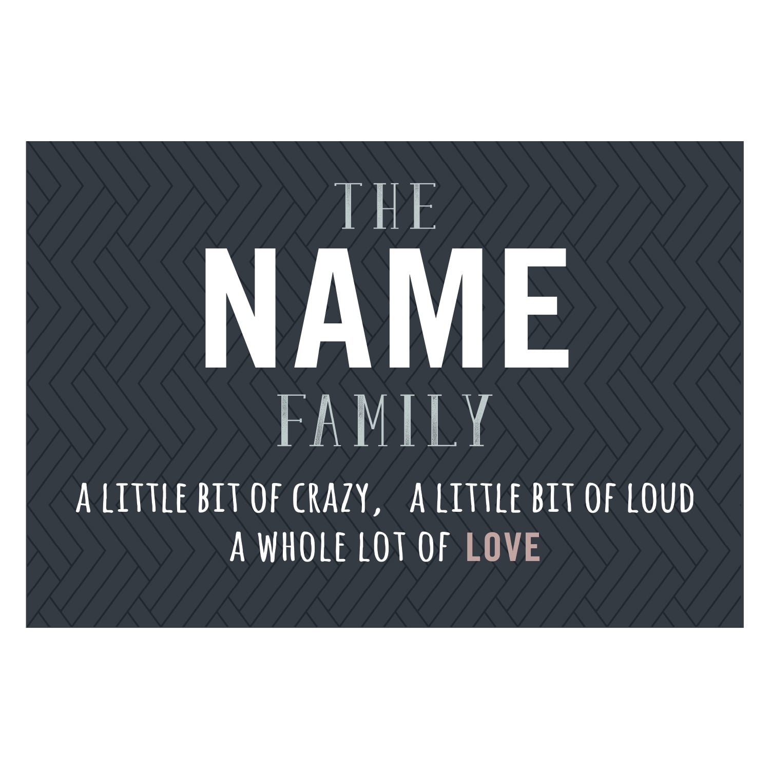 Personalized Planet 27x18 Little Bit of Crazy Loud and A Whole Lot of Love Doormat with Custom Family Name Printed on Gray Rectangular 1/8” Thick Non Slip Mat for Kitchen Hallway Deck or Porch
