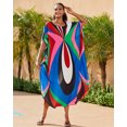 thumbnail image 5 of EDOLYNSA Bright Printed Kaftan Dress Batwing Sleeve Summer Outfit Plus Size Bathing Wear Cover Up Caftan Housewear, 5 of 8