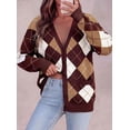thumbnail image 5 of PRETTYGARDEN Women's Cardigan Argyle Winter Sweaters Cozy Warm Chunky Knit, Long Sleeve V Neck, Color Block Plaid, Button Up Pocket,Trendy Fall Jackets, Holiday Going Out Outfits, 5 of 9