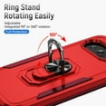 thumbnail image 3 of Case for Google Pixel 9A with Rugged Rotated Ring Holder Stand, Military Grade Heavy Duty Cover Support Magnetic Car Mount Shockproof Protective Case for Google Pixel 9A, Red+Rose, 3 of 10