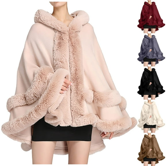 Women's Hooded Poncho Cape Sleeveless Cardigan Cloak With Trim Fashion Top