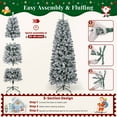 thumbnail image 4 of GIKPAL 6ft Pre-Lit Snow Flocked Slim Pencil Christmas Tree, 250 Multicolor LED Lights & Sturdy Metal Stand, 4 of 10