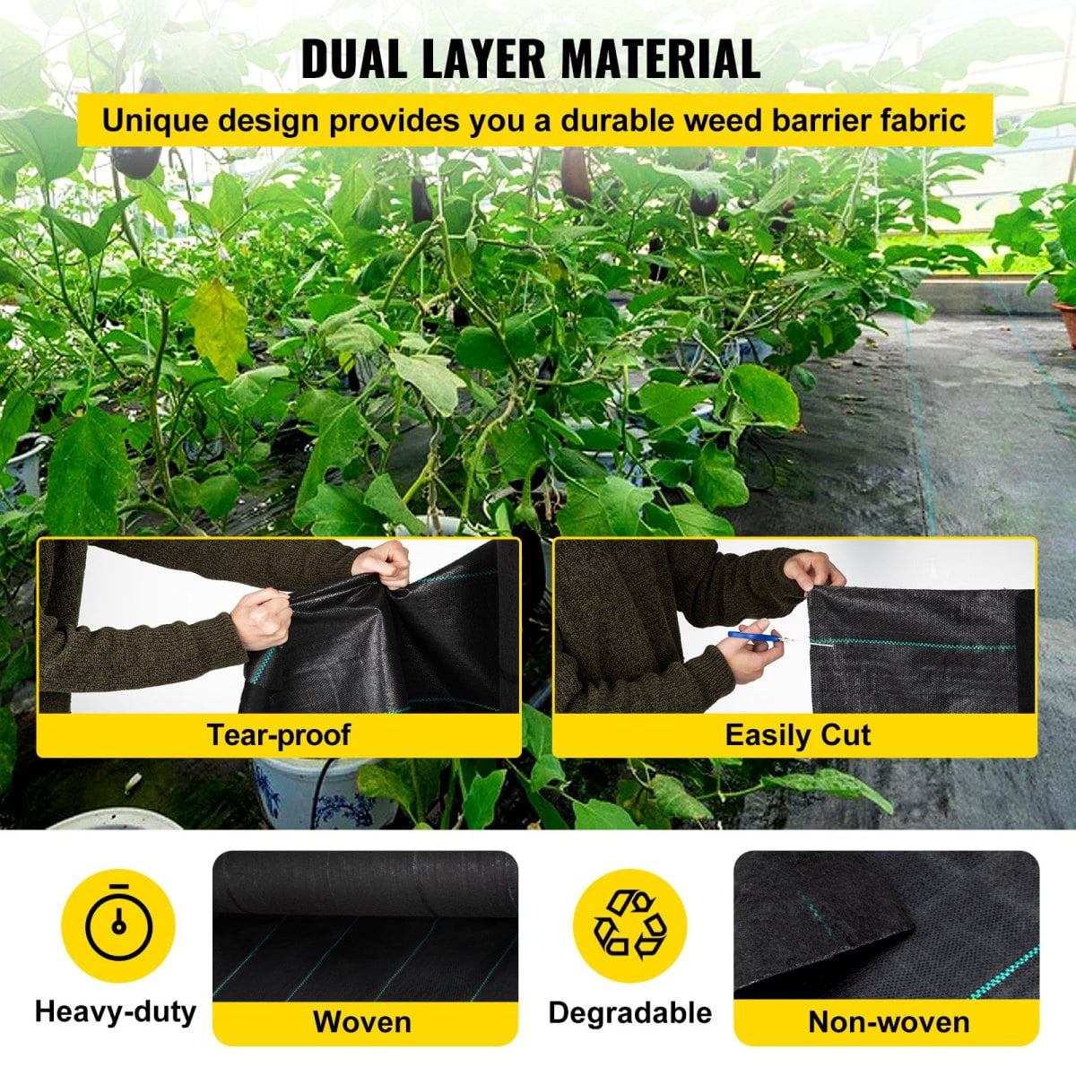 Weed Barrier 5.8oz Landscape Fabric 4ft  300ft Heavy Duty Woven Geotextile for Garden Patio Natural
