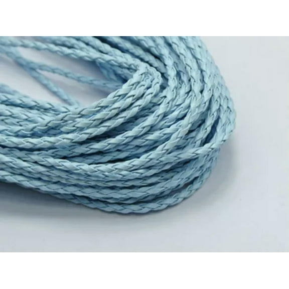U8MO 11 Yards BOLO Braided Faux Leather String Jewelry Making Cord Trimming 3mm-Sky Blue