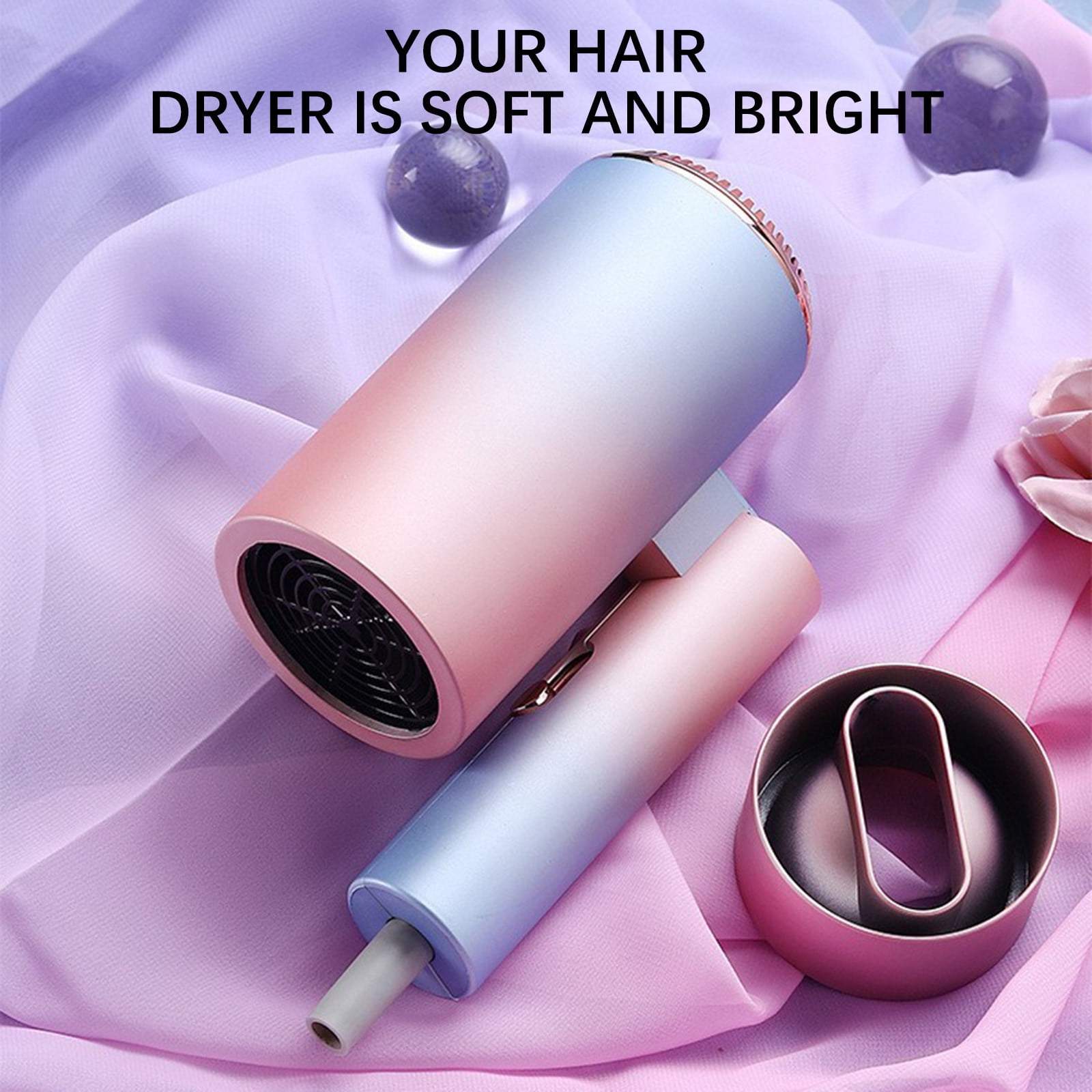 Hair Dryer, Lightweight for Travel & Storage, Foldable Handle Faster Dry Time Hot Hair Dryer Silent Hair Dryer