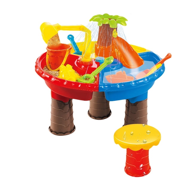 Table de Sable et d'Eau Ensemble de Bac à Sable de Jardin Extérieur Table de Jeu Jouet de Plage d'Été pour Enfants