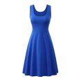 thumbnail image 1 of Innerwin Robe d'Été de Plage Col Rond Femmes Robes Midi Fête Couleur Unie Robe Longue Bleu Royal m, 1 of 3
