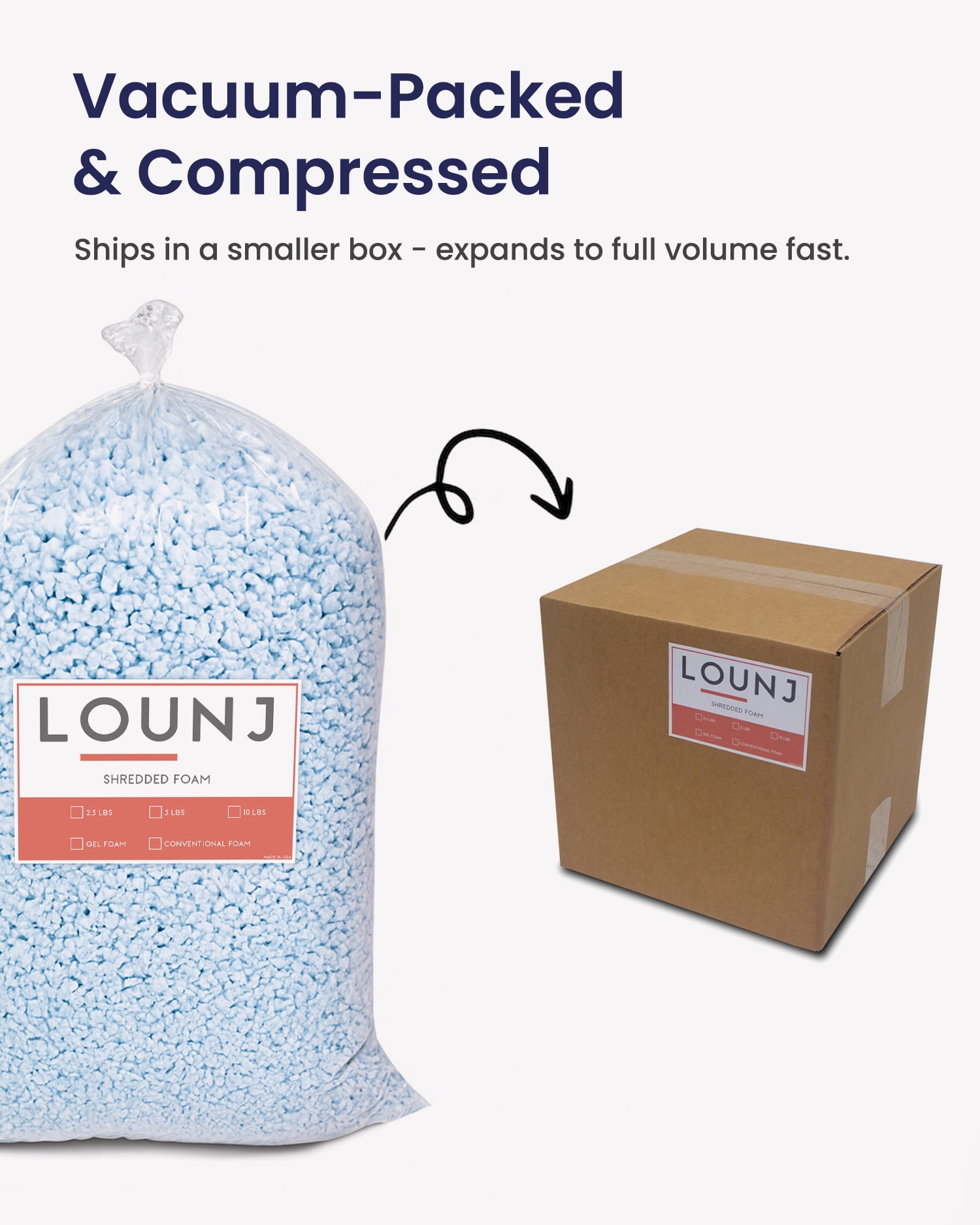 Lounj Shredded Memory Craft Styrofoam