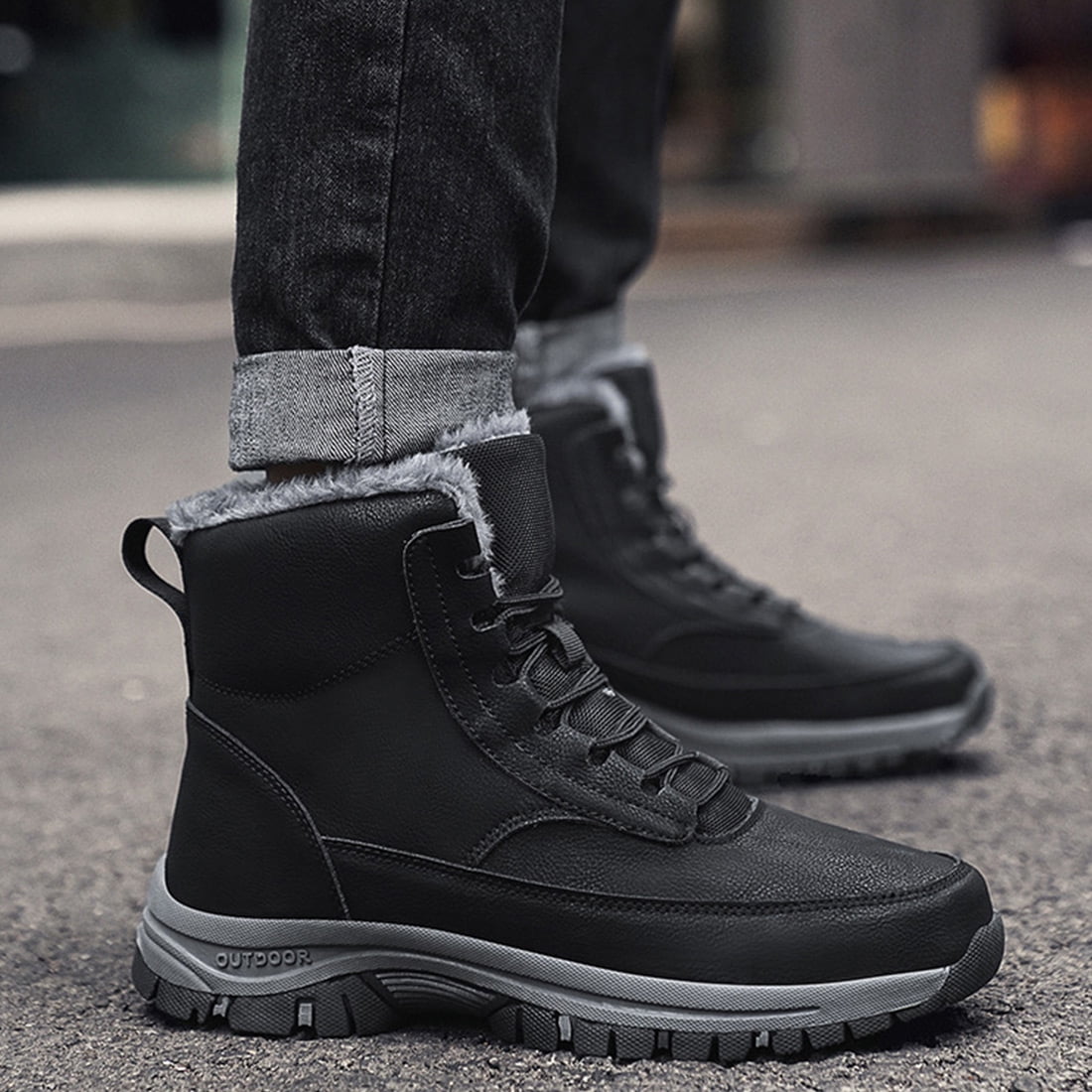 Ecetana Mens Winter Snow Boots Anti Slip Hiking Outdoor Trekking Shoes