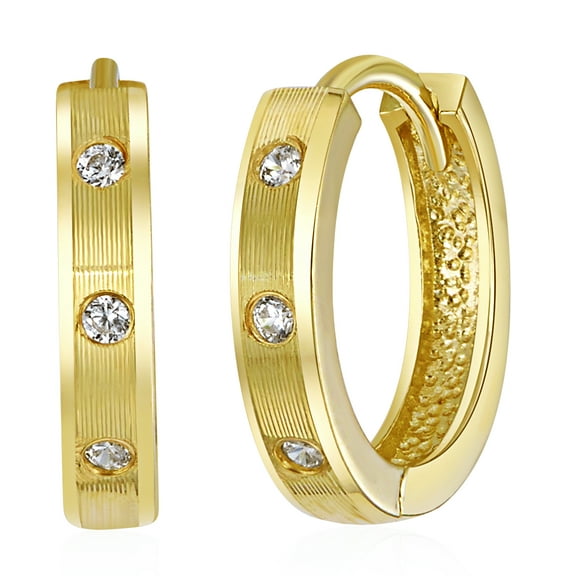 Wellingsale Ladies 14k Yellow Gold Polished 2mm Huggies Hoop Earrings (14mm )