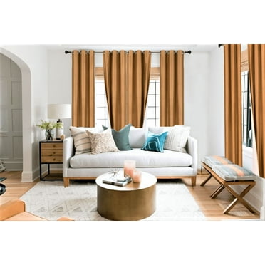 Gold 1-piece Adam solid blackout grommet-top window curtain panel 37"inch wide x 63" inch long room darkening perfect décor home