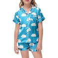 thumbnail image 5 of Pyjama en Satin pour Fille Imprimé Manches Courtes à Boutons Ensemble de Tenue d'Intérieur Ensemble de Pyjama Classique Pyjama Garçon Tout-Petit Pyjamas Garçons Filles Mode, 5 of 5