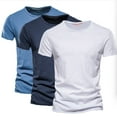 thumbnail image 2 of BADHUB Men's 3Pcs Cotton T Shirts Causal Short Sleeve Crew Neck Slim Fit Tee Shirt Lightweight Breathable Basic Tops Blue XL, 2 of 7