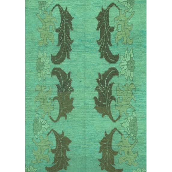 Ahgly Company Machine Washable Indoor Rectangle Oriental Turquoise Blue Modern Area Rugs, 6' x 9'