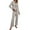 Grey, variant on Hugcore Ribbed Lounge Sets for Women, Ribbed Pajama Sets for Women Pullover V Neck Long Sleeve Sleepwear Matching Comfy Long Pants Outfits Ladies Pajamas Sets Beige L