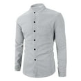 thumbnail image 6 of Generic Men's Waffle Shirts Stand Collar Texture Button Down Long Sleeve Blouse Casual Slim Cardigan Street Tops with Pocket, 6 of 7