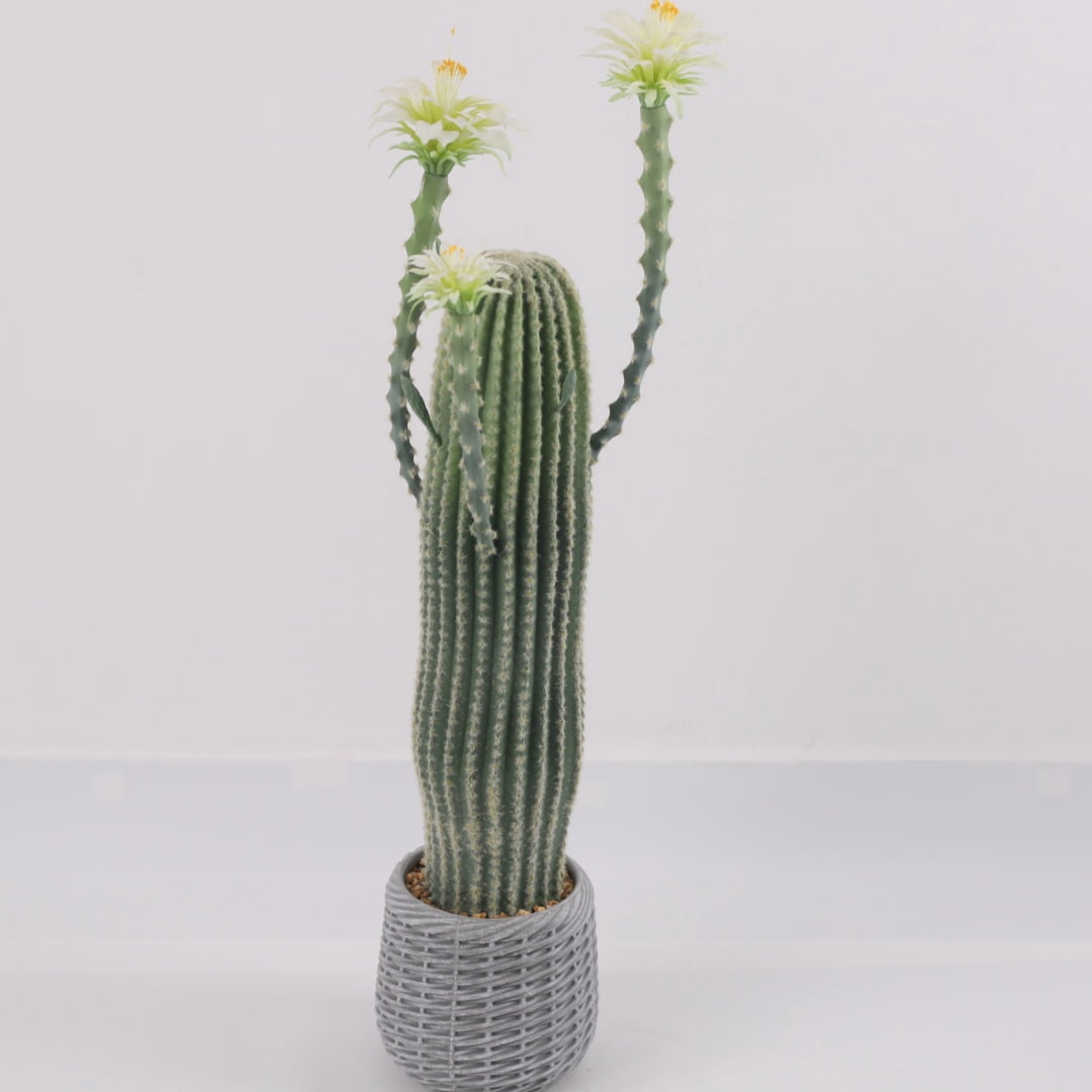 43Inch Artificial Cactus Plant, Faux Desert Cacti Potted Plant, Artificial Realistic Texture Potted Tall Fake Cactus For Home Office Living Room Bedroom Foyer Porch