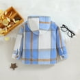 thumbnail image 4 of WhouRiu Toddler Boys' Jacket Plaid Printed Button Up Hooded Jacket Child Loose School Sports Casual Autumn Jackets Blue,Sized 3-4, 4 of 4