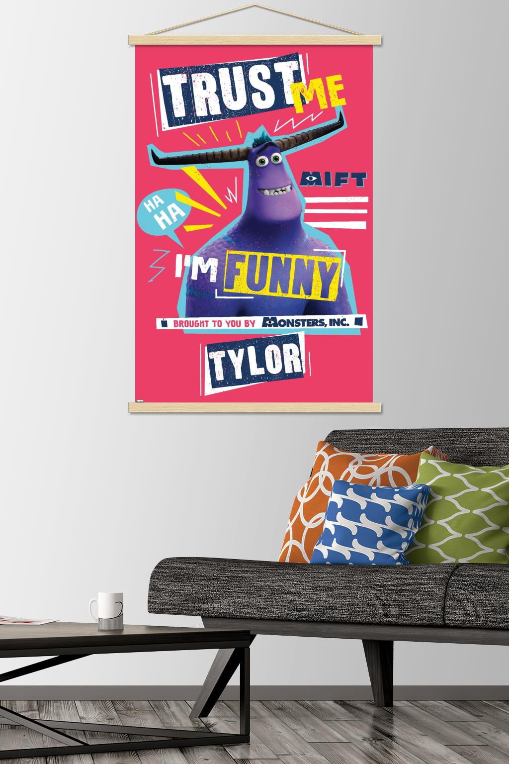 Disney Monsters at Work - Trust Me Wall Poster with Wooden Magnetic Frame, 22.375" x 34"